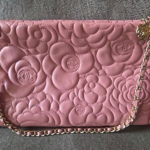 CHANEL Pink Floral Quilted Clutch